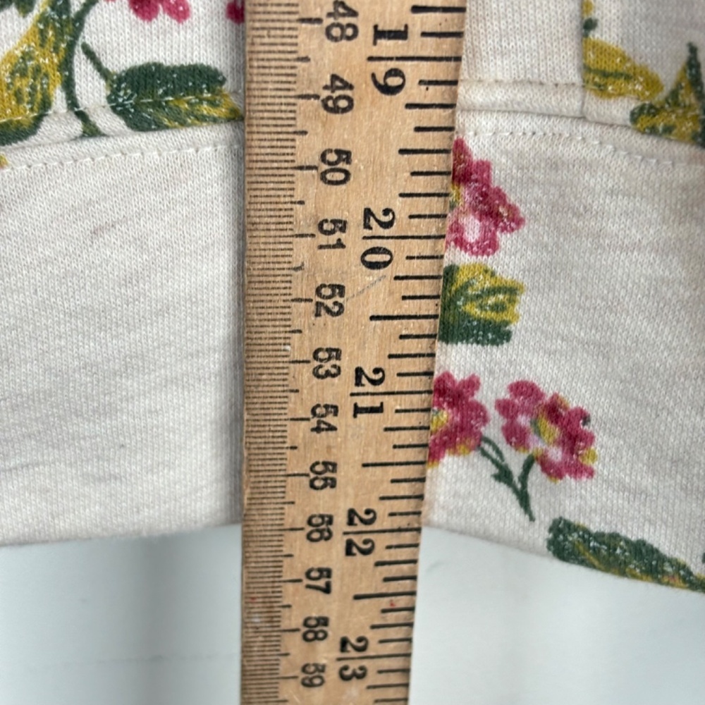 Anthropologie Daily Practice Floral Hoodie M Beige Cottage Boho Lounge Spring - Picture 10 of 12